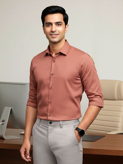 Brick Red - Plain Cotton Shirts Trendy Mens Shirts,