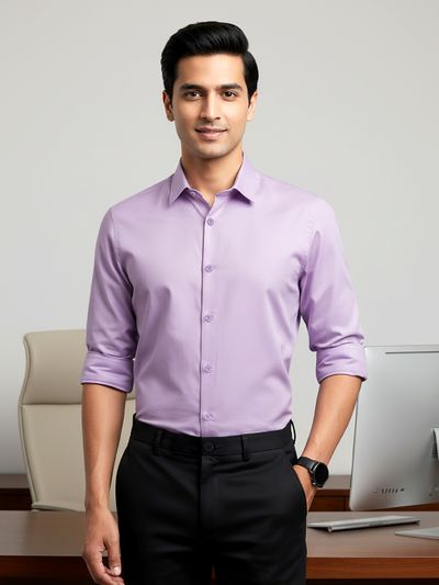 Lilac - Plain Cotton Shirts men's shirts online low price,