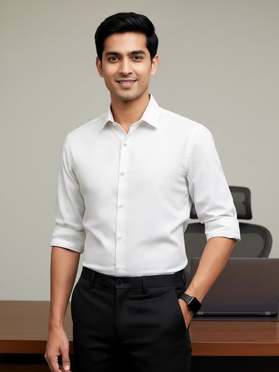 White - Plain Cotton Shirts Plain Cotton Shirts,