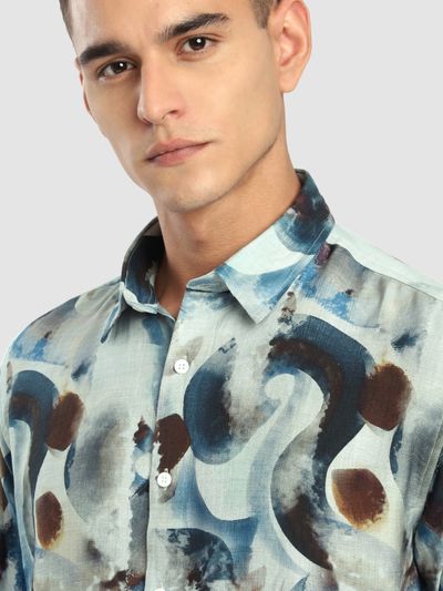 Blue Ethereal Printed Shirt