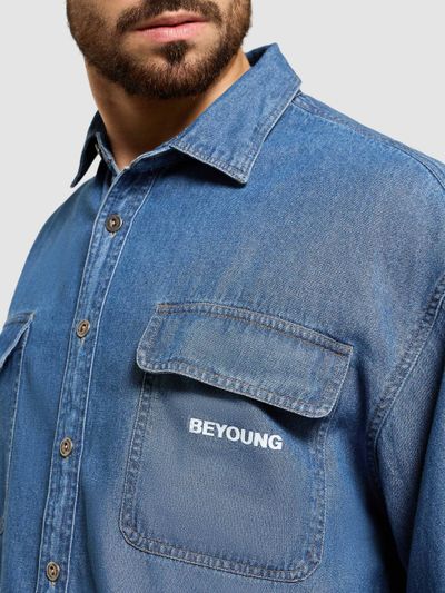 Mid Blue Dual Pocket Denim Shirt