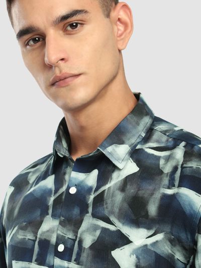 Navy Ethereal Printed Shirt