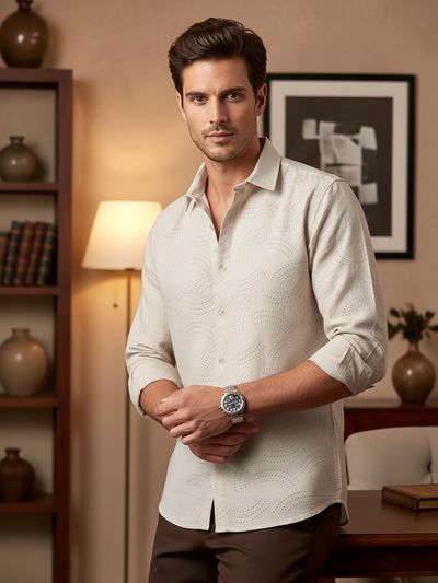 Beige Laser Cut Shirt