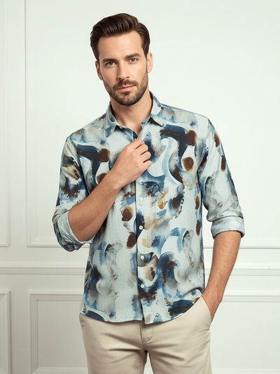 Blue Ethereal Printed Shirt