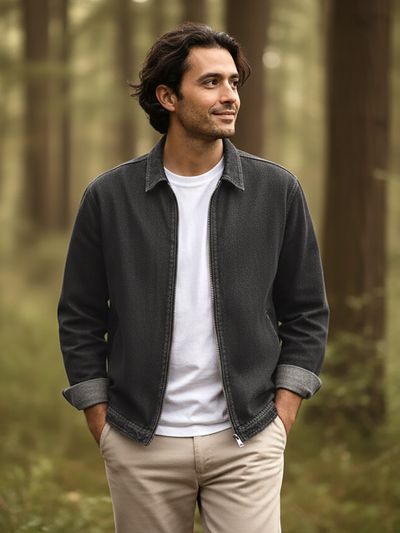 Black Denim Zipper Shacket Black Denim Zipper Shacket