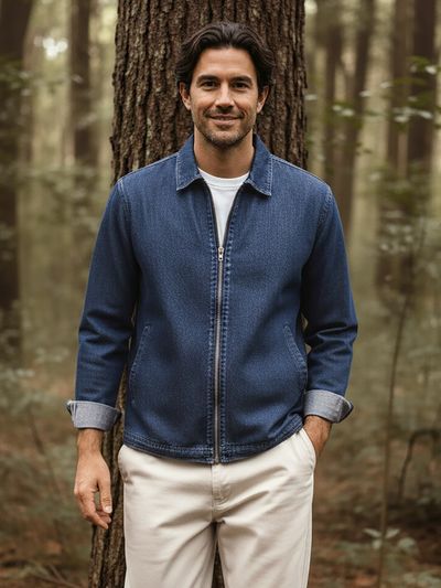 Blue Denim Zipper Shacket Blue Denim Zipper Shacket