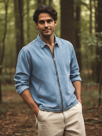 Sky Blue Denim Zipper Shacket Sky Blue Denim Zipper Shacket