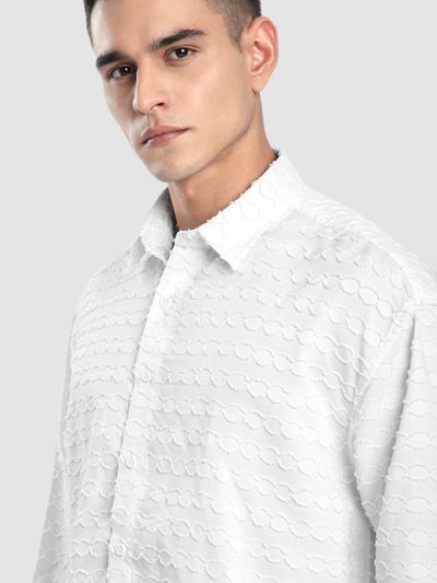 White Fur Wave Textured Shirt White Fur Wave Textured Shirt