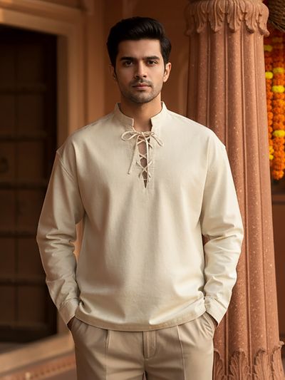 Cream Oxford Kurta Shirt