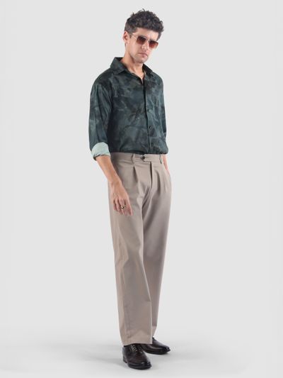 Grey Tropical Printed Viscose Shirt