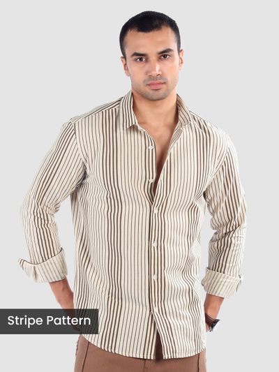 Brown Cotton Stripe Shirt