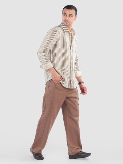 Brown Cotton Stripe Shirt