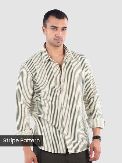 Olive Cotton Stripe Shirt
