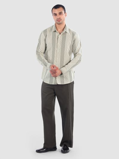 Olive Cotton Stripe Shirt