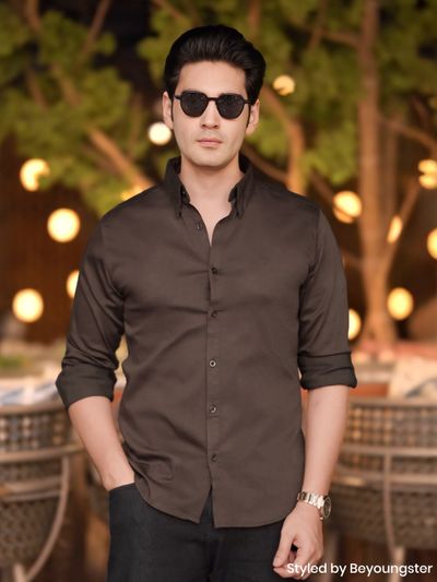 Brown Satin Shirt Collage of men's satin shirts in black and green and 10 colors available,