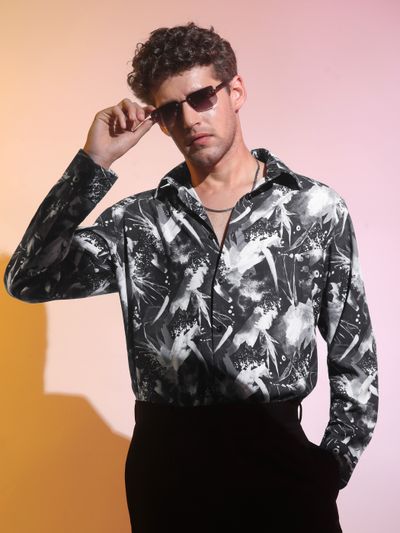 Dark Grey Splash Printed Shirt
