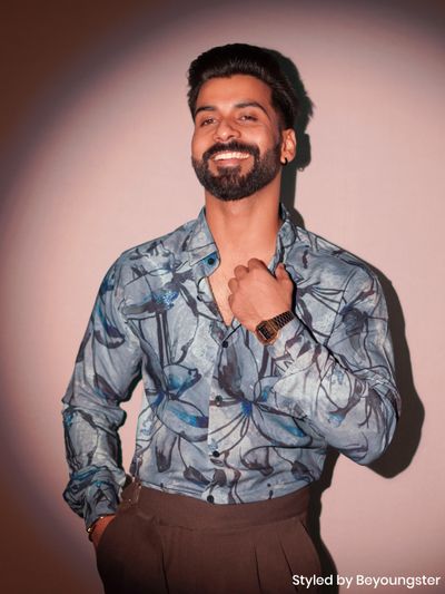 Light Grey Bold Flower Print Shirt