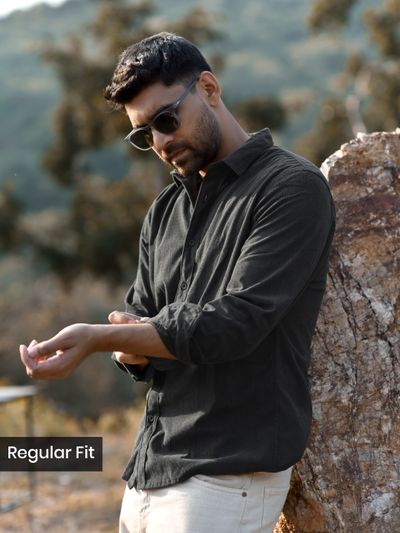 Dark Grey Solid Corduroy Shirt Dark Grey Solid Corduroy Shirt