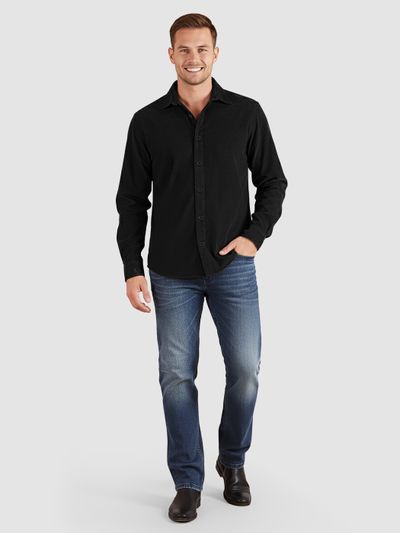Black Solid Corduroy Shirt