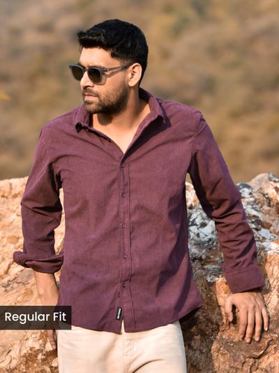 Mauve Solid Corduroy Shirt