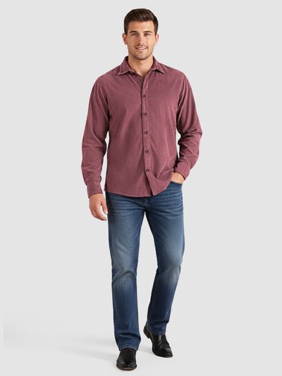 Mauve Solid Corduroy Shirt