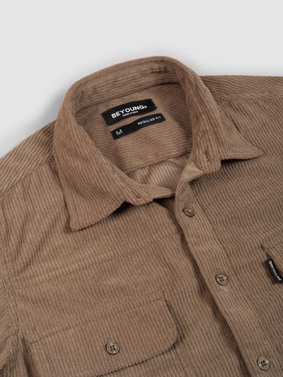 Coffee Brown Dual Pocket Corduroy Shirt Coffee Brown Dual Pocket Corduroy Shirt