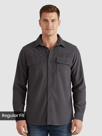 Grey Dual Pocket Corduroy Shirt Grey Dual Pocket Corduroy Shirt