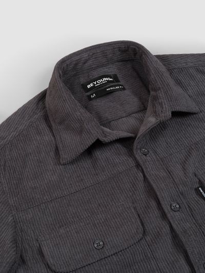Grey Dual Pocket Corduroy Shirt Grey Dual Pocket Corduroy Shirt