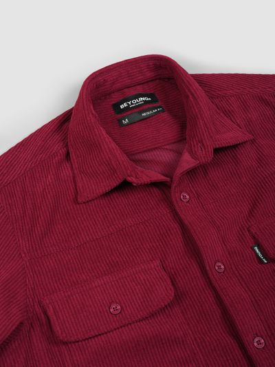 Maroon Dual Pocket Corduroy Shirt Maroon Dual Pocket Corduroy Shirt