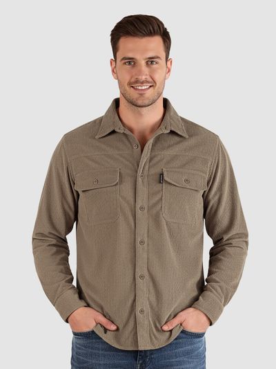 Camel Brown Dual Pocket Corduroy Shirt