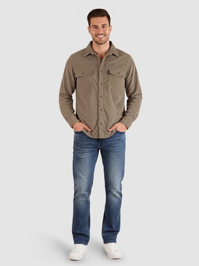 Camel Brown Dual Pocket Corduroy Shirt