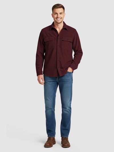 Wine Dual Pocket Corduroy Shirt Wine Dual Pocket Corduroy Shirt