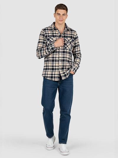 Beige Recycled Checked Flannel Shirt 