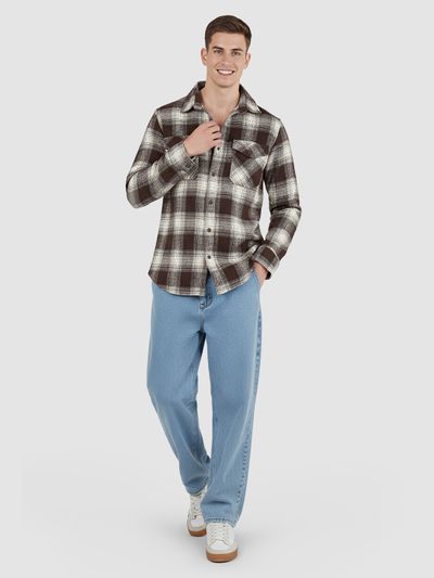 Brown Recycled Checked Flannel Shirt Brown Recycled Checked Flannel Shirt