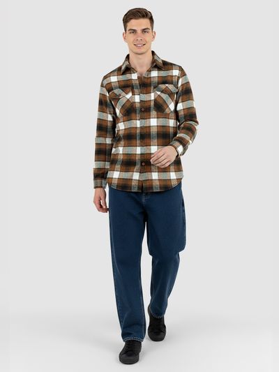 Caramel Brown Recycled Checked Flannel Shirt Caramel Brown Recycled Checked Flannel Shirt