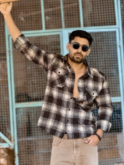 Brown Recycled Checked Flannel Shirt Brown Recycled Checked Flannel Shirt