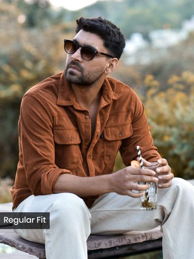 Copper Dual Pocket Corduroy Shirt