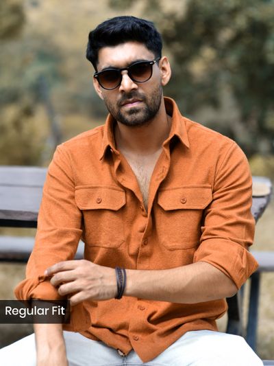 Rust Orange Recycled Solid Flannel Shirt 