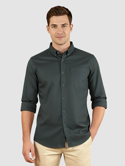 Dark Grey Button Down Oxford Shirts