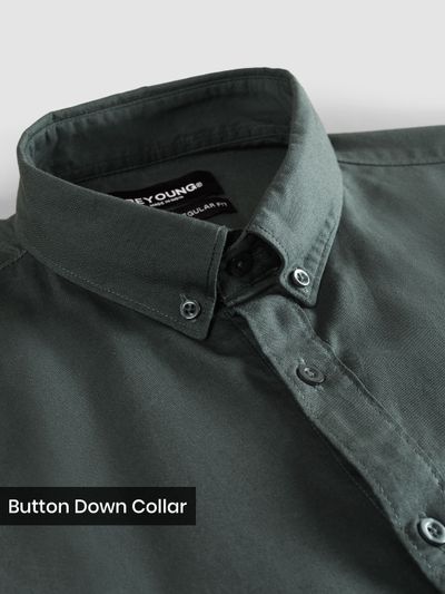 Dark Grey Button Down Oxford Shirts