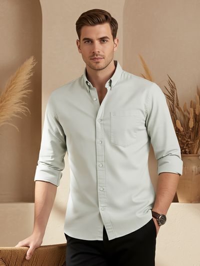 Silver Green Button Down Oxford Shirts