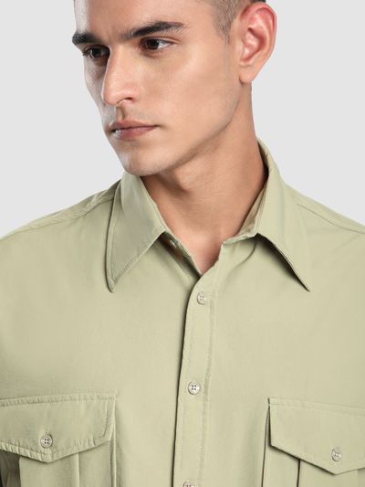 Beige Roll Up Sleeve Shirt