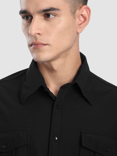 Black Roll-Up Sleeve Shirt