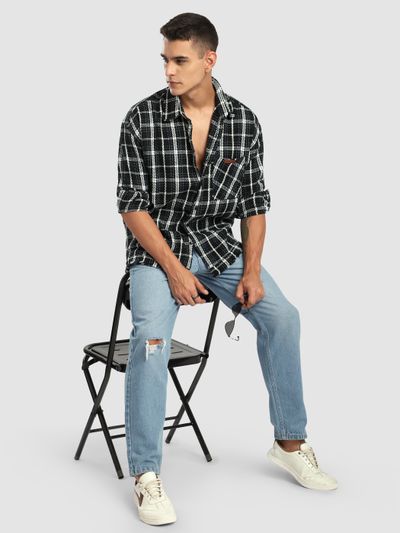 Black Rugged Flannel Overshirt