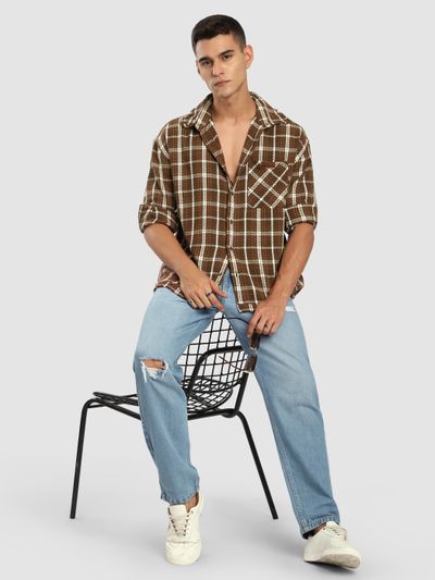 Brown Rugged Flannel Overshirt