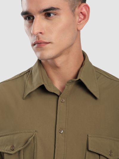 Peanut Brown Roll Up Sleeve Shirt Peanut Brown Roll-Up Sleeve Shirt