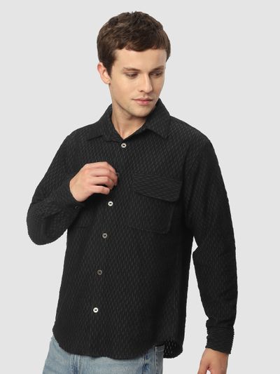 Black Terry Textured Shirt