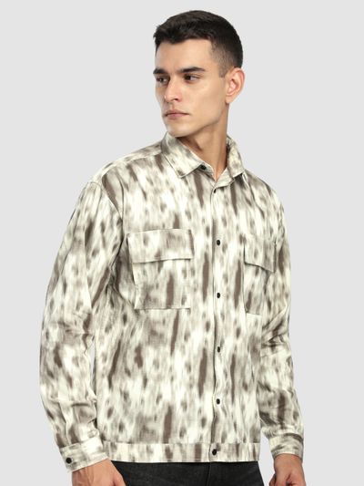 Brown Dye Effect Printed Shacket Brown Dye Effect Printed Shacket