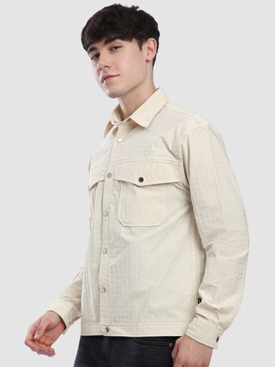 Off White Block Textured Shacket Off White Block Textured Shacket