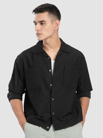 Black Bubble Textured Shacket Black Bubble Textured Shacket